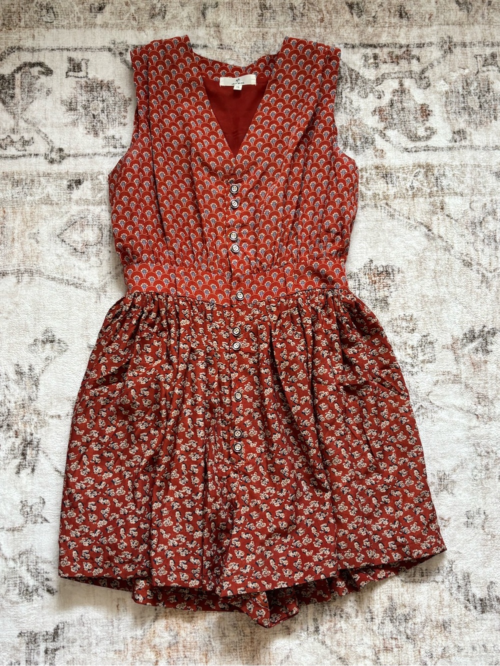 👗(3/$50) Rust Button-Front Sleeveless Romper